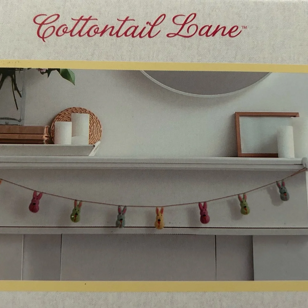 “New” Cottontail Lane Pastel Bunny Felt Garland 6 ft